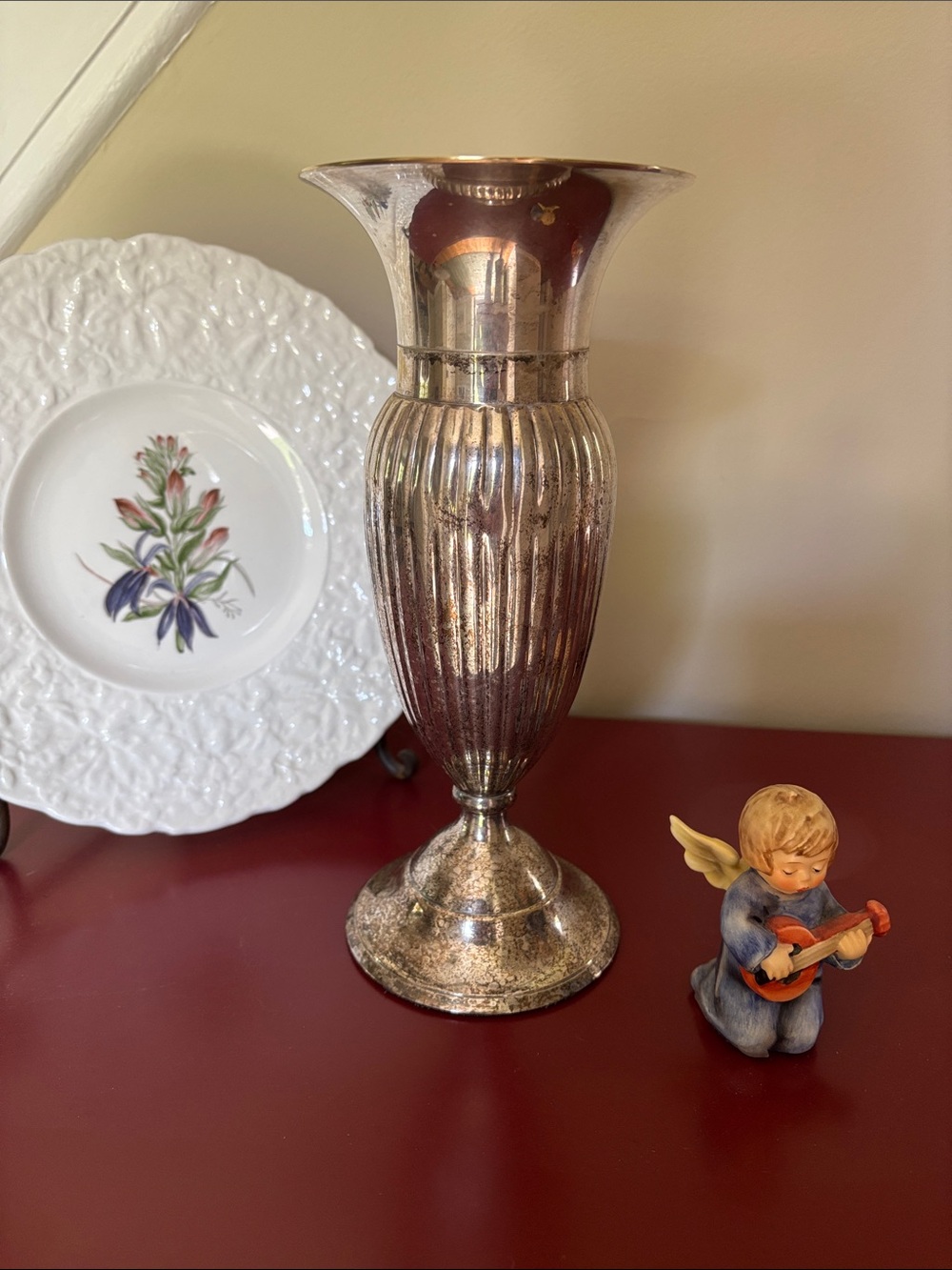 Vintage Silver Plated Trumpet vase